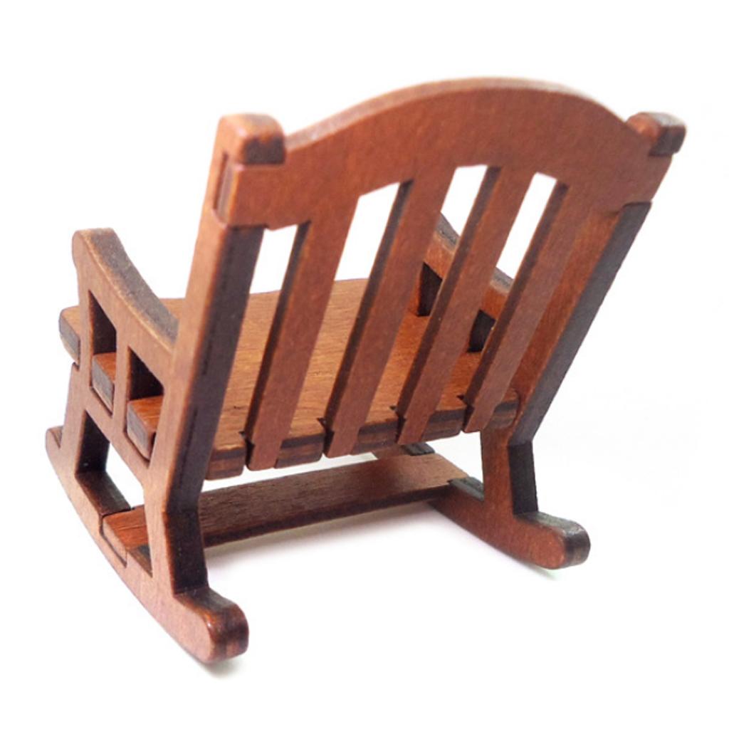 Dollhouse Wooden Chair, 1:12 Dollhouse Miniature Wooden Rocking Chair Model, Dolls House Furniture