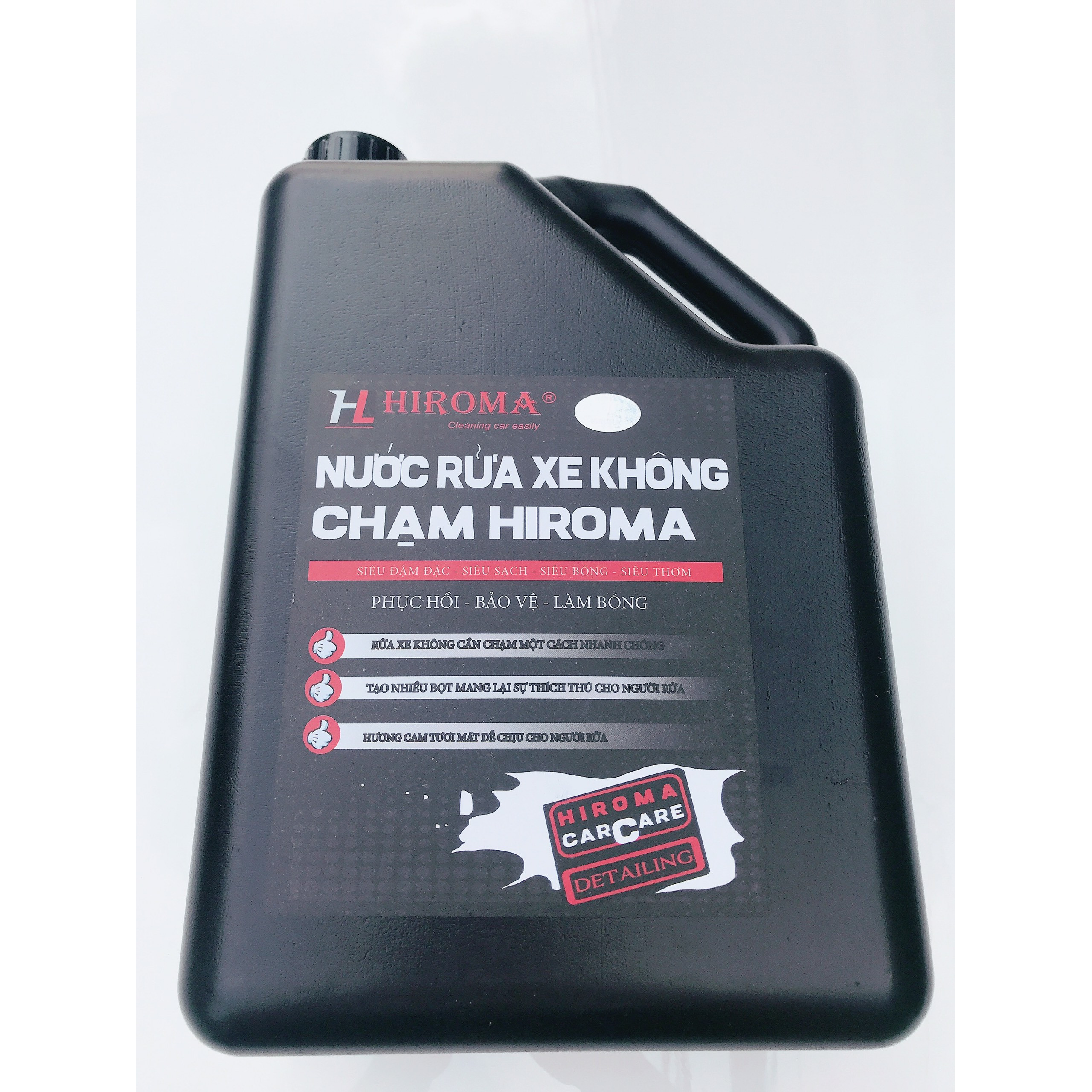 Nước rửa xe KHÔNG CHẠM HIROMA HOÀN TOÀN MỚI siêu đậm đặc, siêu bóng, siêu sạch, siêu thơm là sản phẩm nước rửa xe KHÔNG CHẠM  được đa số người tiêu dùng tin tưởng và chọn lựa dung tích CAN 5 LÍT