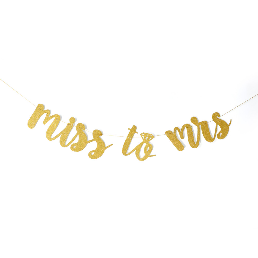 Dây chữ kim tuyến trang trí tiệc cưới hỏi Miss to Mrs banner