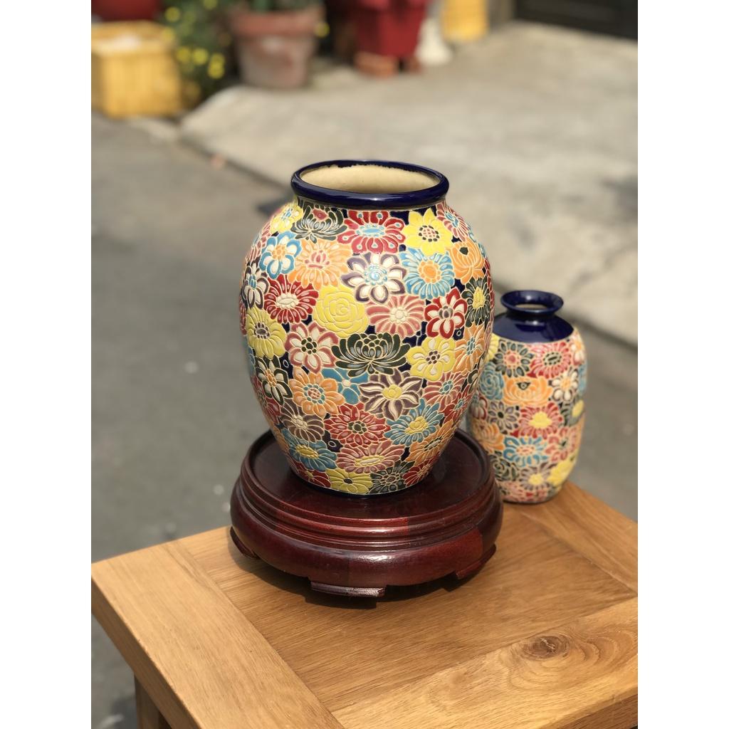 Bình Hoa Gốm sứ Bách Hoa 26cm full cổ,Trang trí cấm hoa trưng bày