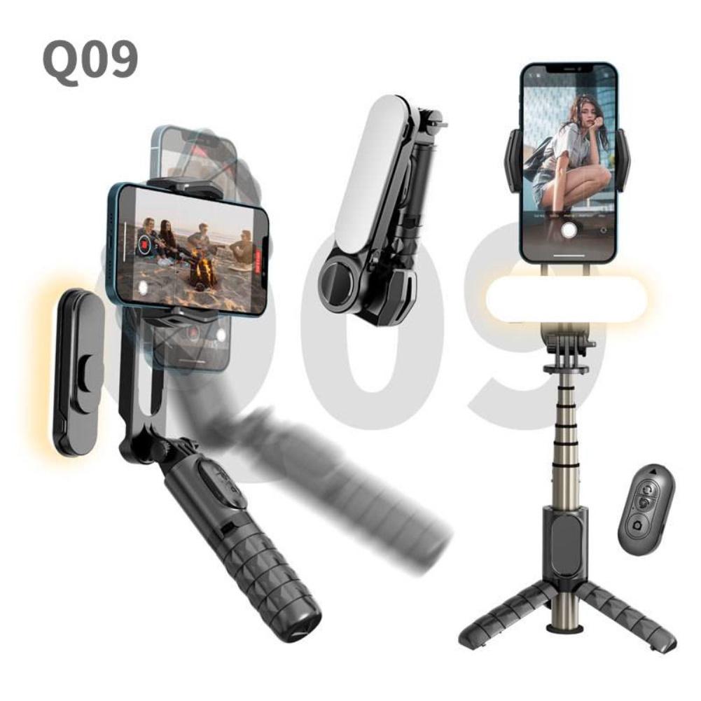 Q09 Điện Thoại-Ổn Định Chống Rung Cầm Tay Gimbal Chụp Tripod Sống Ảnh Tự Sướng Thanh Với Điền Vào Ánh Sáng