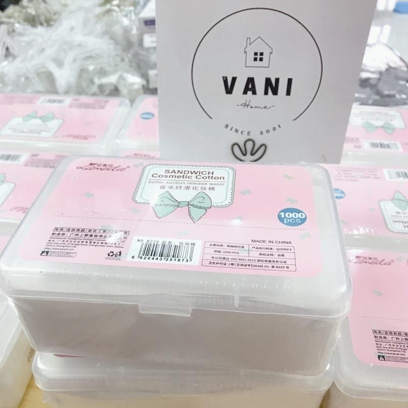 Bông tẩy trang cao cấp Laneila 1000 miếng có vỏ hộp xinh xắn  - Hộp 1000 bông tẩy trang, toner lau mặt