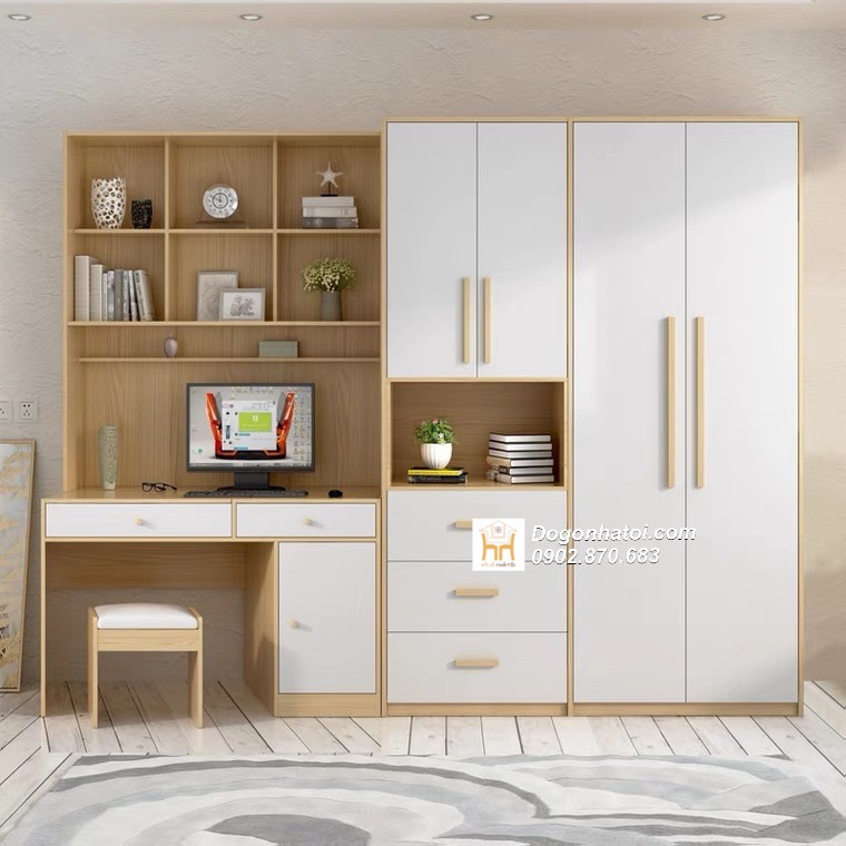 Tủ quần áo kết hợp bàn làm việc hiện đại - TA211