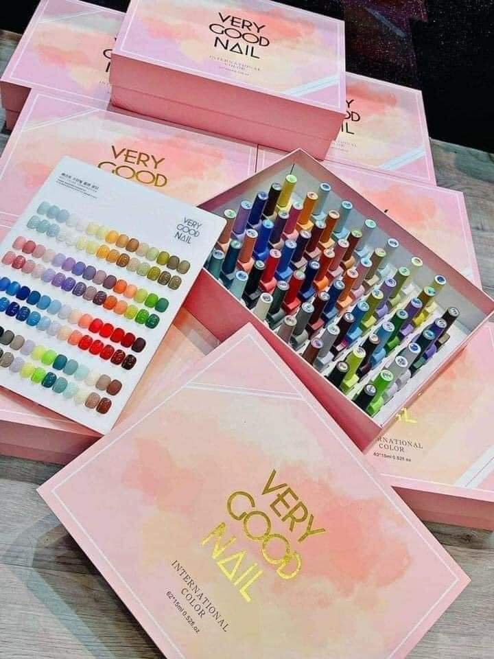 Set 60 màu Very Good Nail dòng sơn gel Hàn Quốc (tặng bảng màu đã sơn sẵn+ 2 chai base top)