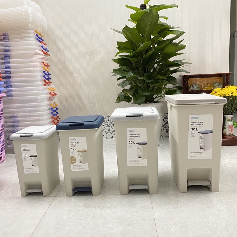 Thùng Rác Đạp Chân Hình Chữ Nhật Nhiều Cỡ Kèm Ruột Hiro Hàng Xuất Nhật - Chính Hãng Giao màu ngẫu nhiên