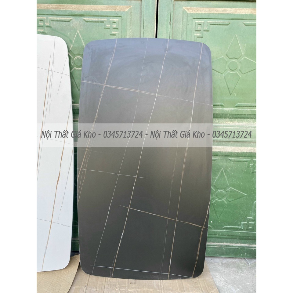 Bộ bàn ăn mặt đá phiến ceramic chân chữ H kết hợp ghế trám giữa