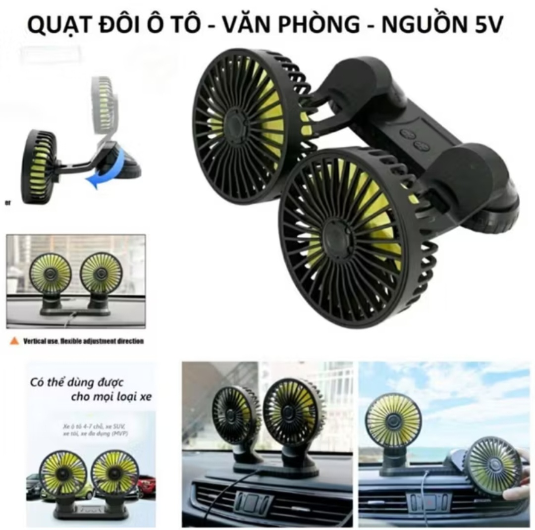 BỘ QUẠT ĐÔI 3 CẤP ĐỘ GIÓ SIÊU MÁT LẠNH XOAY 360