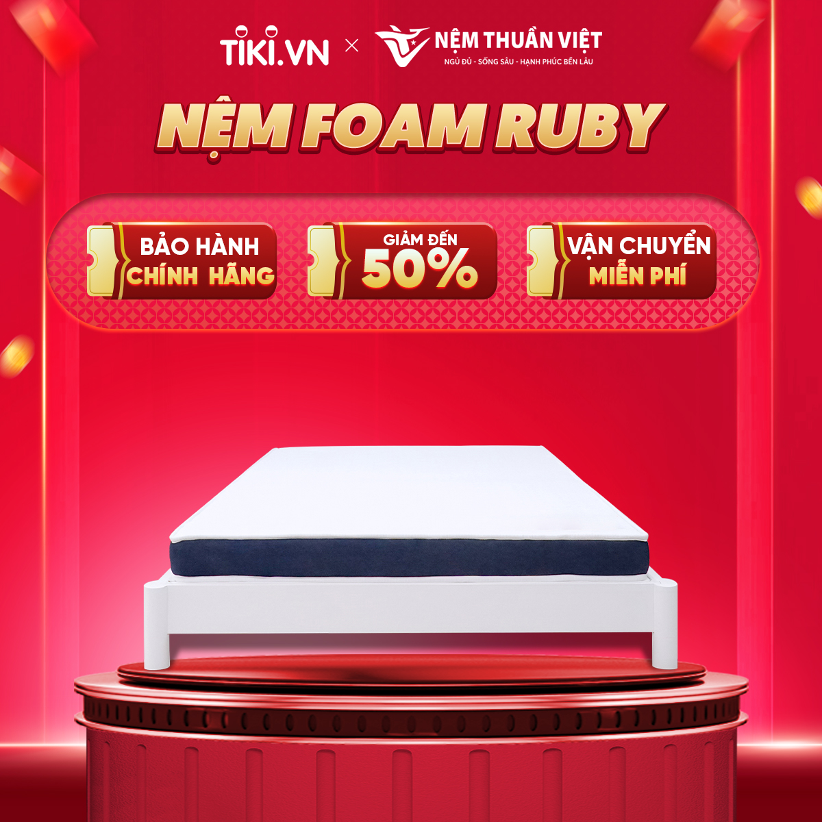 (1m4x2mx20cm) Nệm Foam Thuần Việt Ruby - Nệm Foam Cao Cấp Thế Hệ Mới