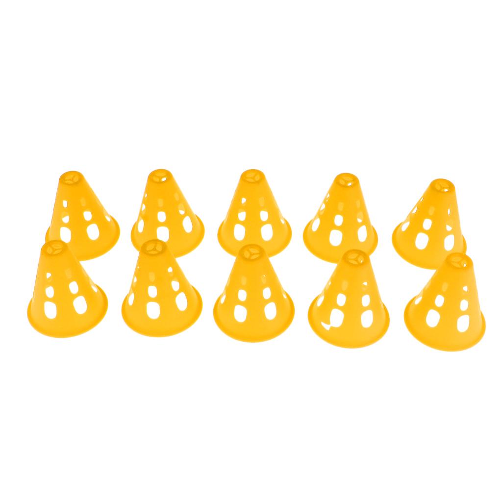 10pcs Plastic Windproof Roadblock Sport Training Traffic Road Cones Yellow