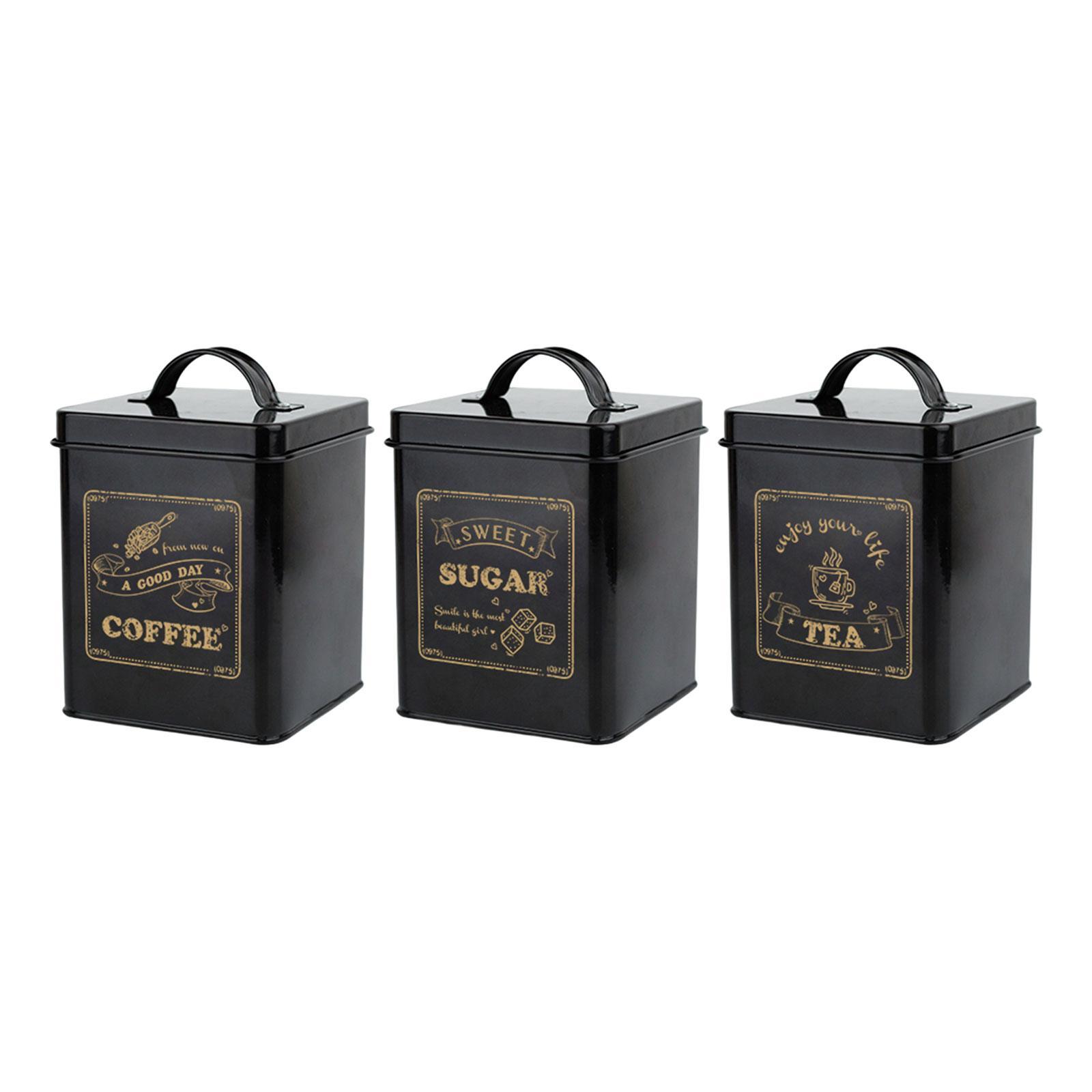 3 Pieces Kitchen Counter Canister Set Food Jars 1.5L Stylish Kitchen Utensils Vintage Canisters Rustic Decors for Bedroom Kitchen Cafe Office