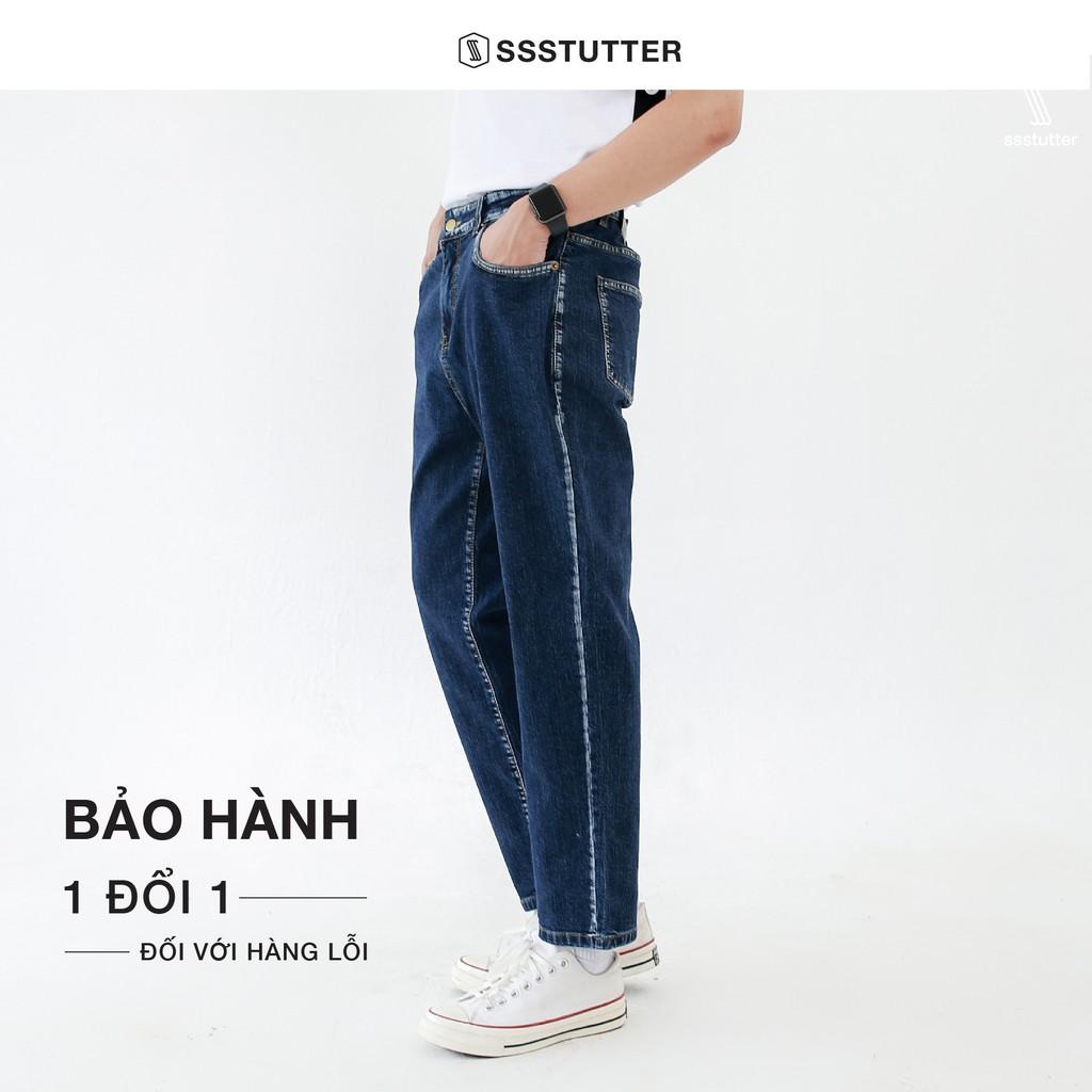 Quần jeans nam dáng suông SSSTUTTER chất liệu cao cấp 2 màu cơ bản old skool jeans