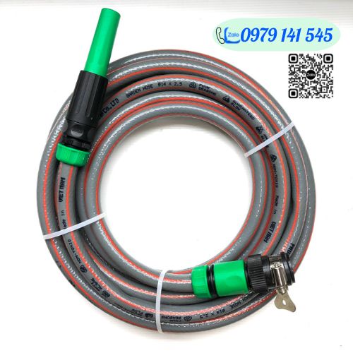 Combo vòi xịt nước tưới cây, rửa xe tăng áp đa năng kèm dây cỡ Φ14 và phụ kiện nối nhanh chất lượng cao cấp Hồng Thanh Garden