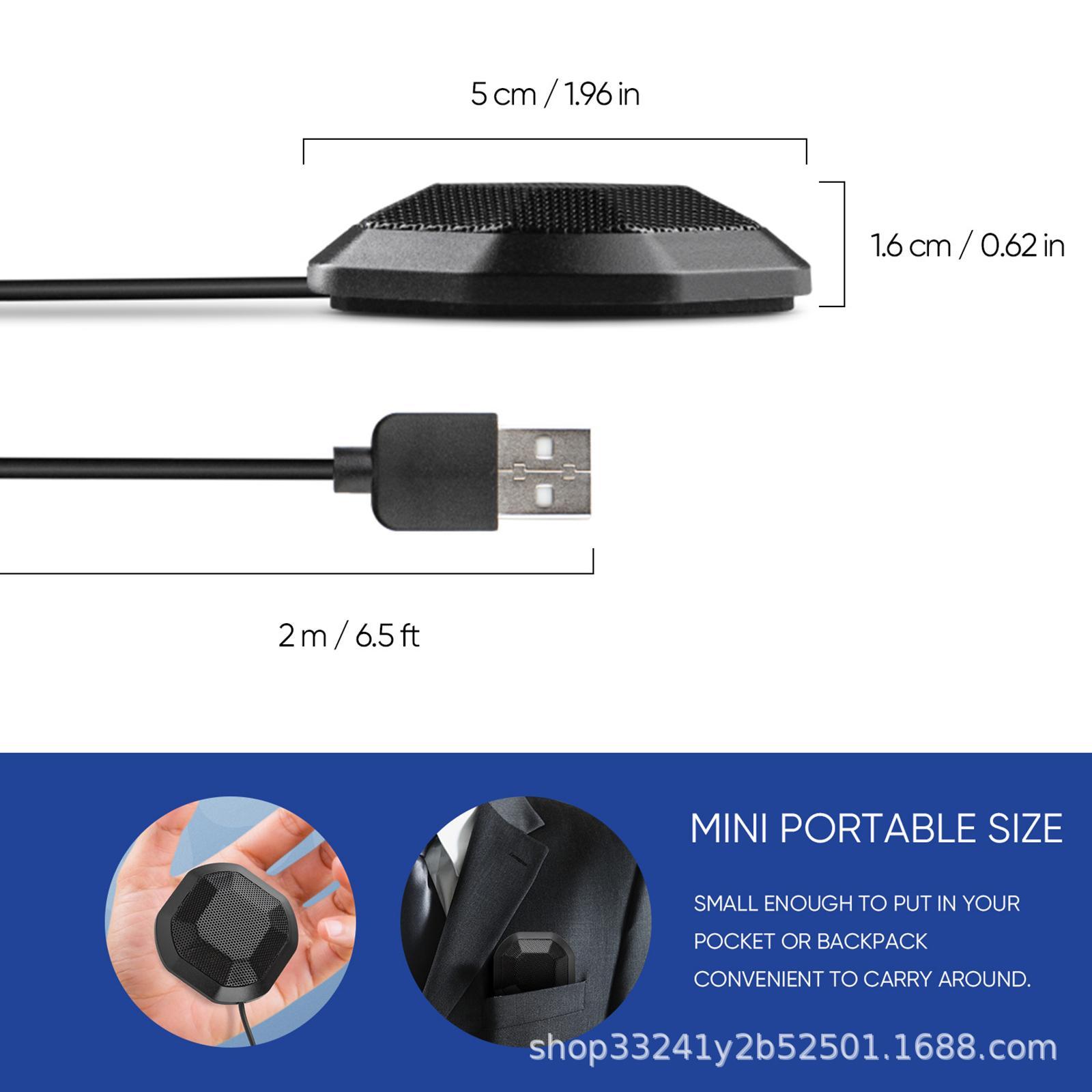 Wired USB2.0 Touch Mute Switch Built-in Microphone 360° Omnidirectional Stereo, Noise Reduction Plug and Play