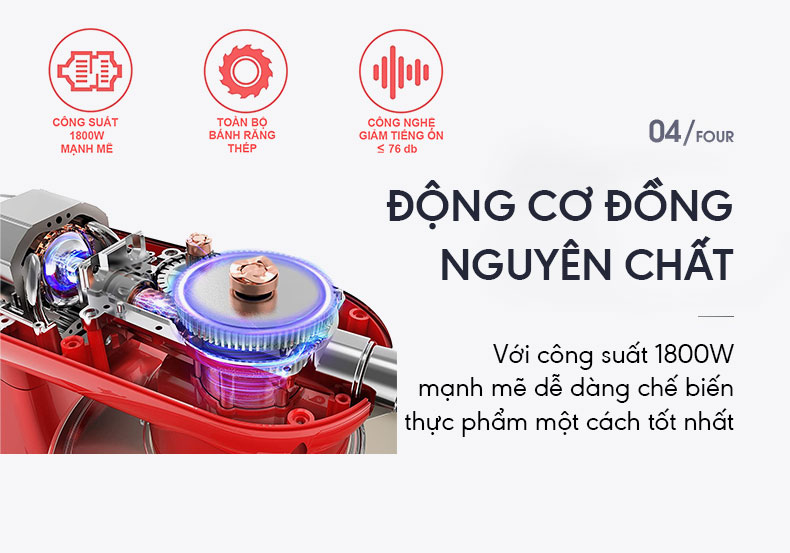 Máy làm bếp đa năng gia đình Midimori Kitchen Machine, MDMR - 9819 (1800W) – Hàng chính hãng