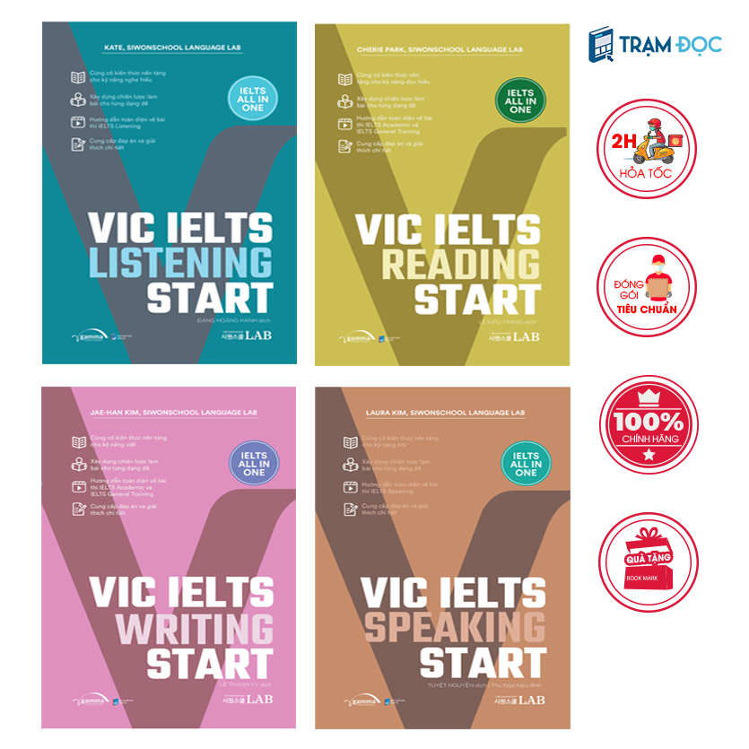Combo 4 Cuốn Vic Start Ielts All In One Reading Writing Listening Speaking
