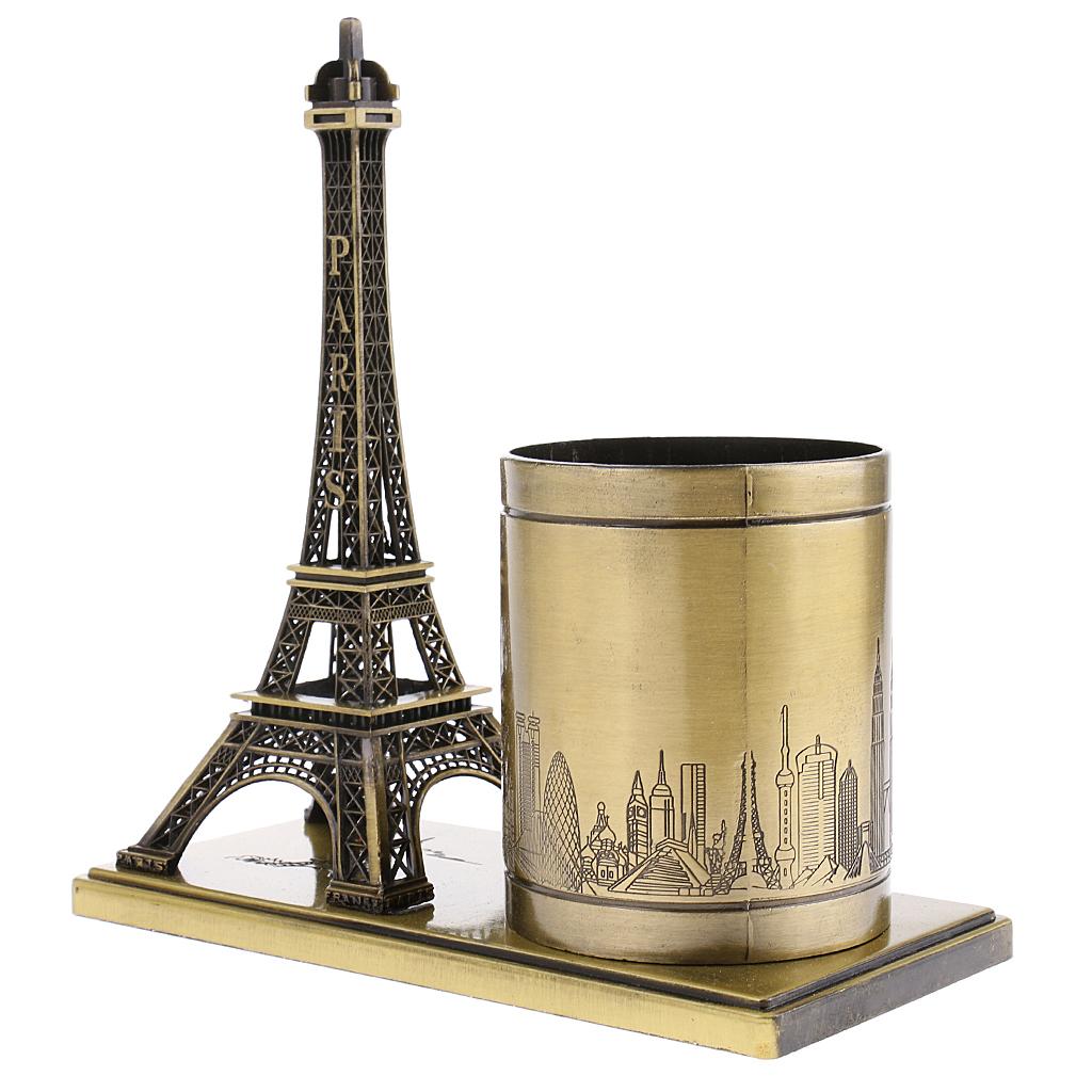 France Eiffel Tower Decor Metal Crafts European Style Gift Desk Pen Holder
