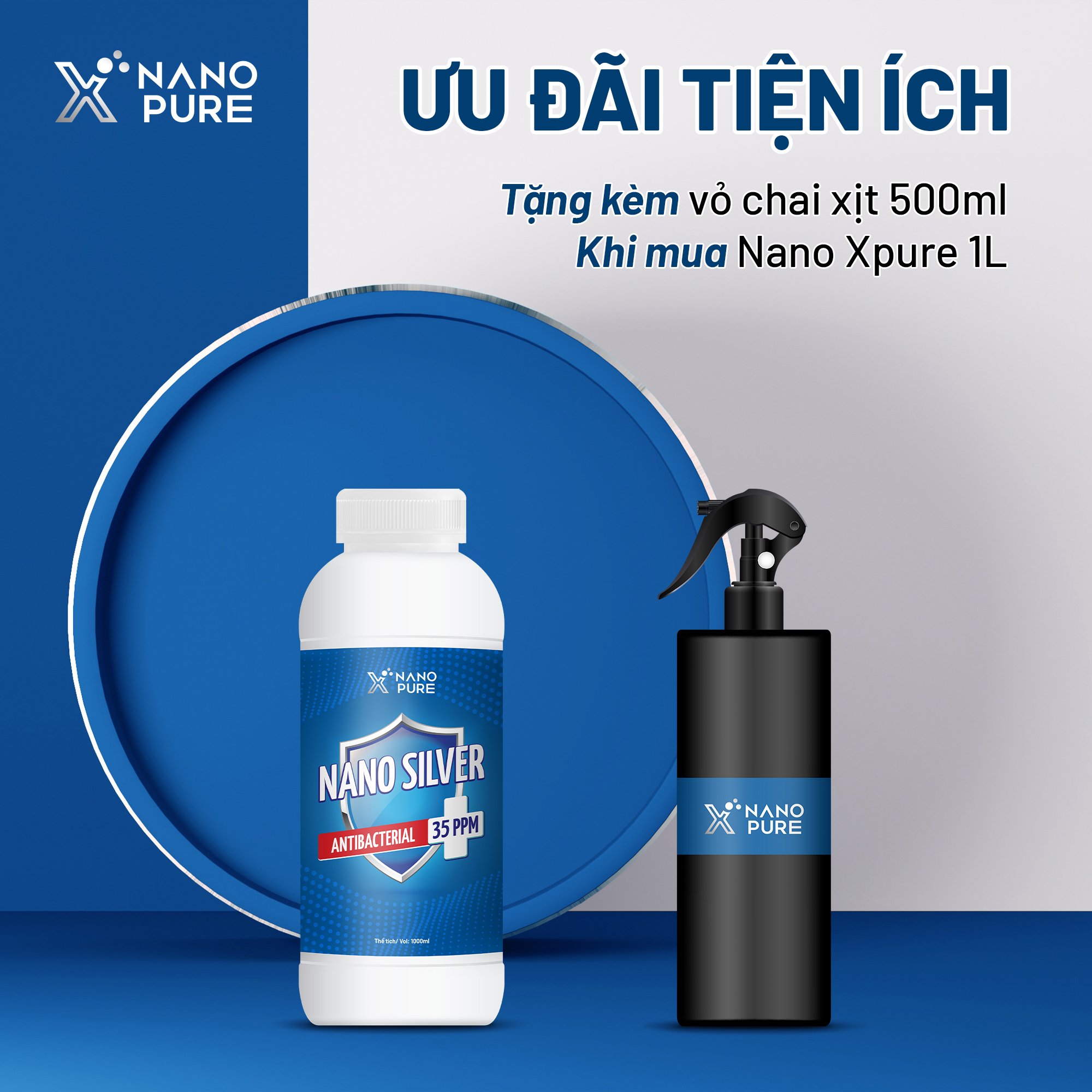 Dung Dịch Nano Bạc Nano Xpure Nano Silver 35ppm  Dung Tích 1L / Dung Tích 5L-Hương Bạc Hà-Diệt khuẩn, khử mùi–Nano Bạc AHT Corp