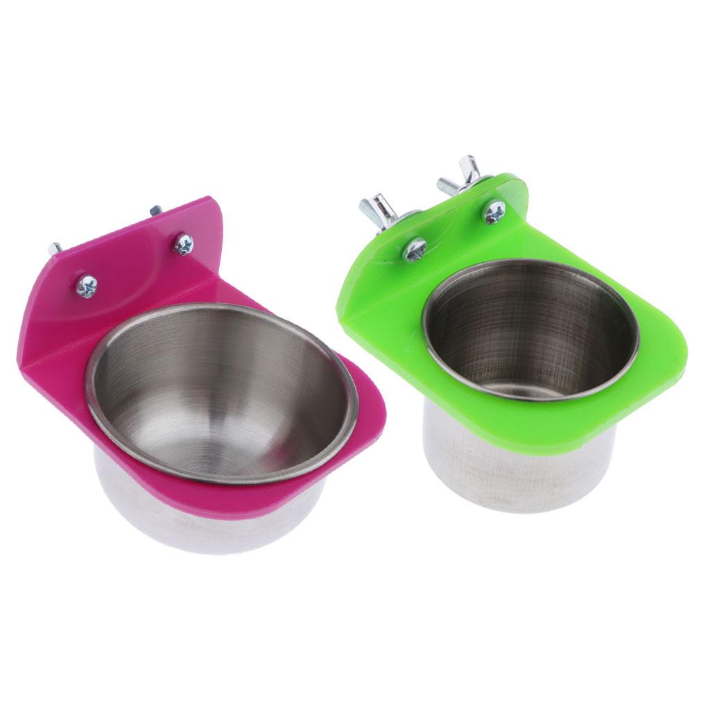 2X Pet Bird Parrot Automatic Water Feeder Feeding Cups for Small to Large