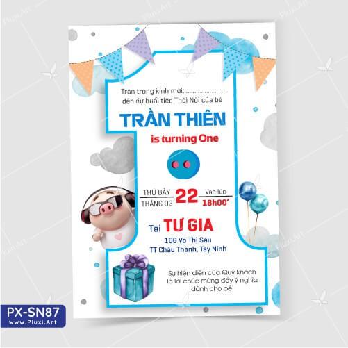 Thiệp thôi nôi – sinh nhật theo yêu cầu Pluxi