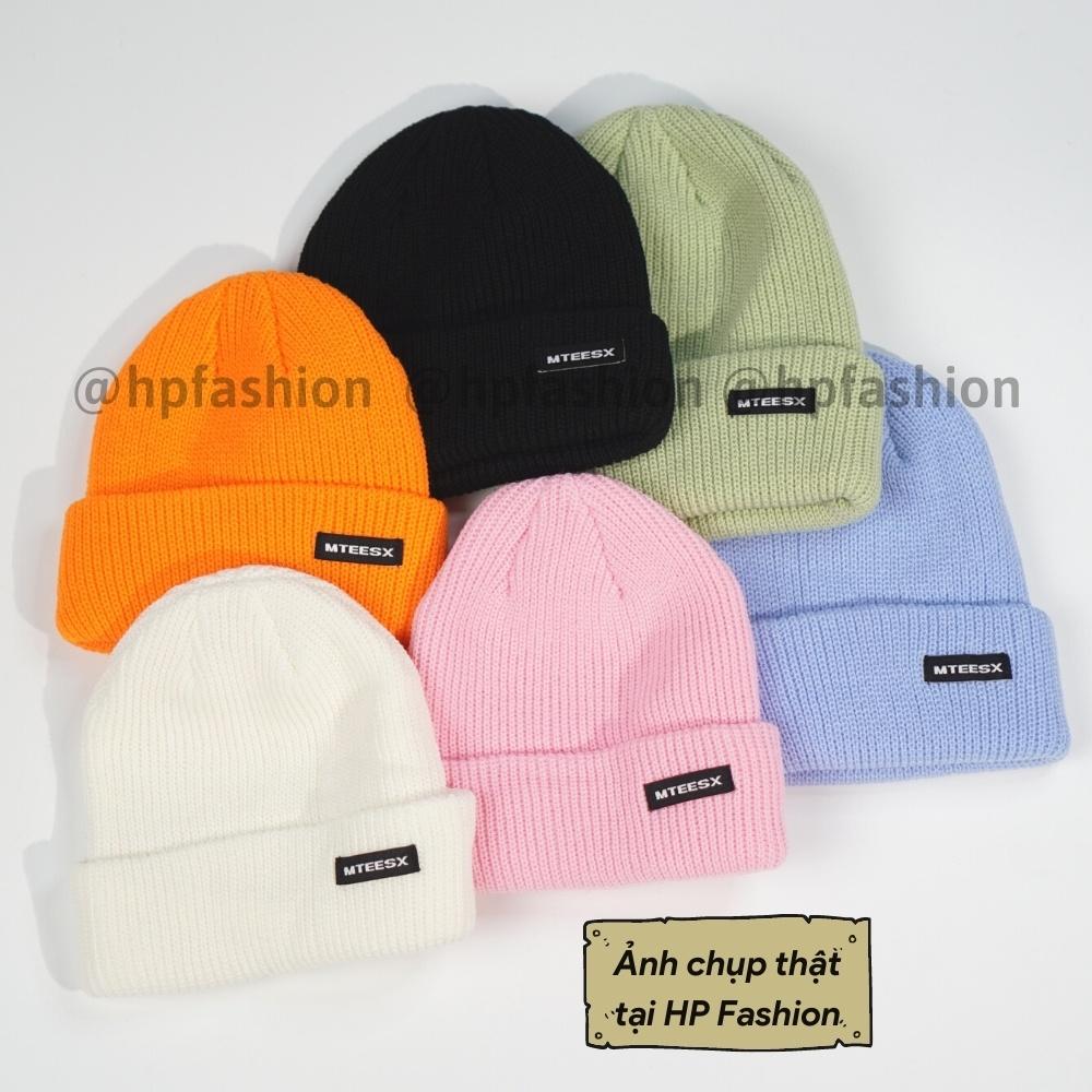 Mũ len dệt kim beanie Thêu MTEESX Hàn Quốc thời trang unisex thu đông giữ ấm cho nam nữ