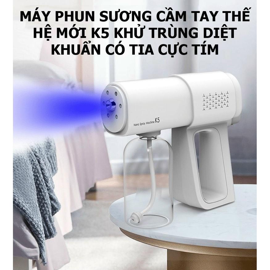 Súng Phun Khử Khuẩn K5, Khử Trùng Công Nghệ Nano, Tia Cực Tím UV, Bảo Hành 12 Tháng, Máy Xịt Sát Diệt Khuẩn