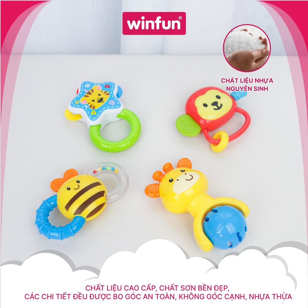 Set 4 đồ chơi xúc xắc cầm tay, gặm nướu cho bé chủ đề động vật hoang dã Winfun 0634-NL