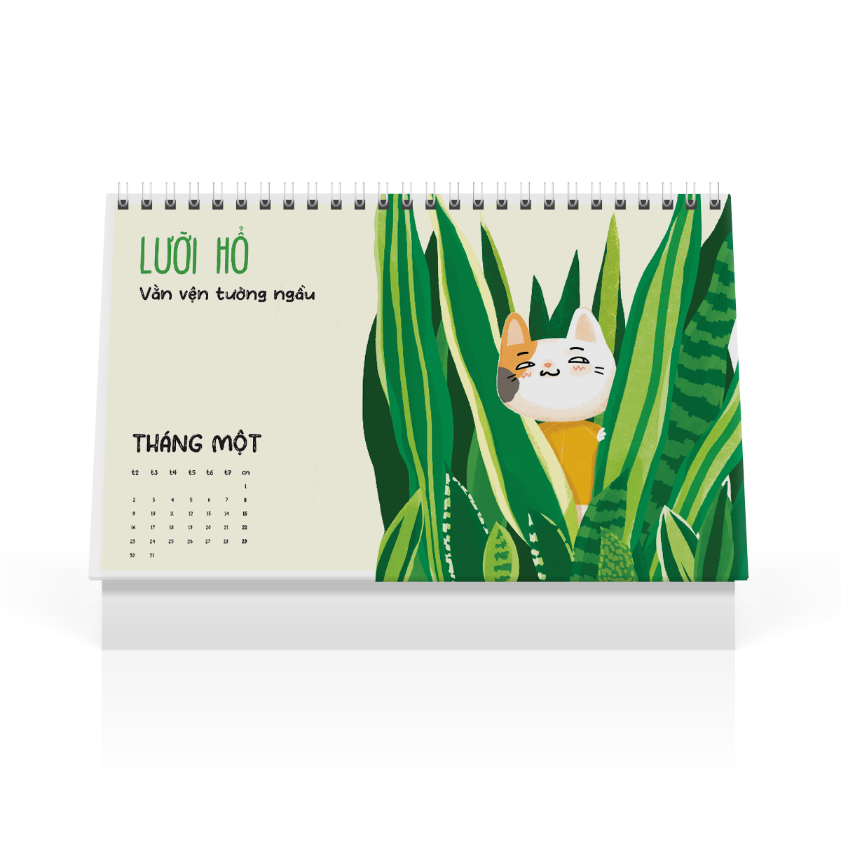 Lịch bàn 2023 SDstationery VUI VẦY HOA LÁ hình mèo và cây cảnh hài hước