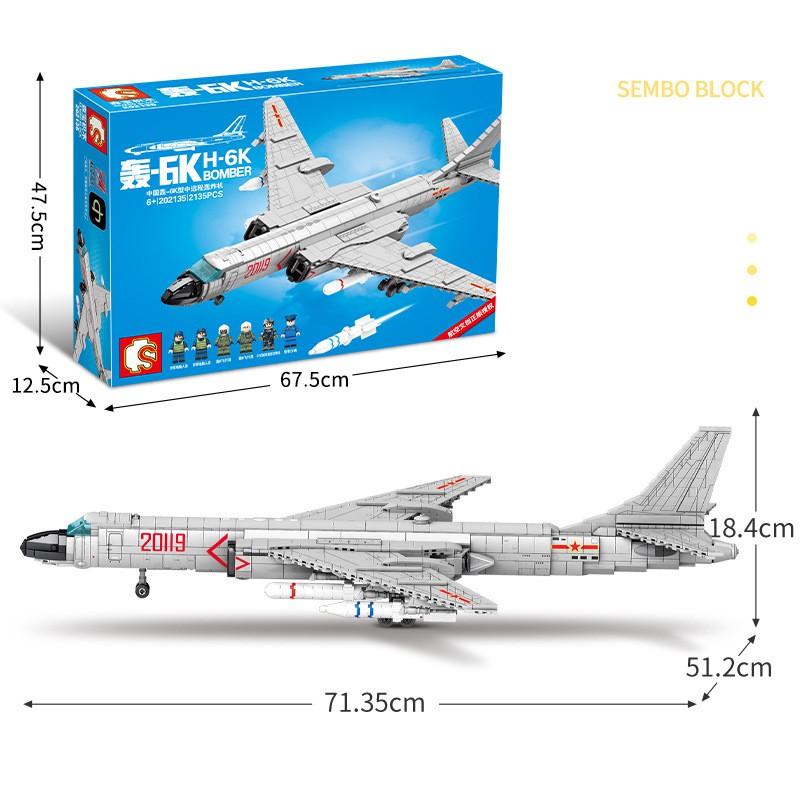 Đồ chơi lắp ráp Máy bay thả boom Sembo Block H6-K Boomber 202135 - Xếp hình thông minh 2135 mảnh ghép