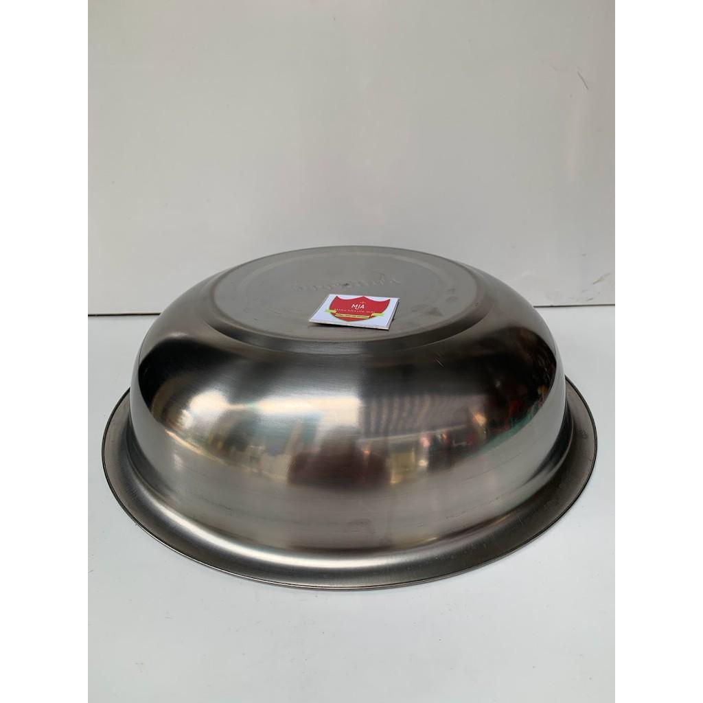 Thau inox 28cm dày và nặng, thau inox 304 sáng bóng hkm nutifood