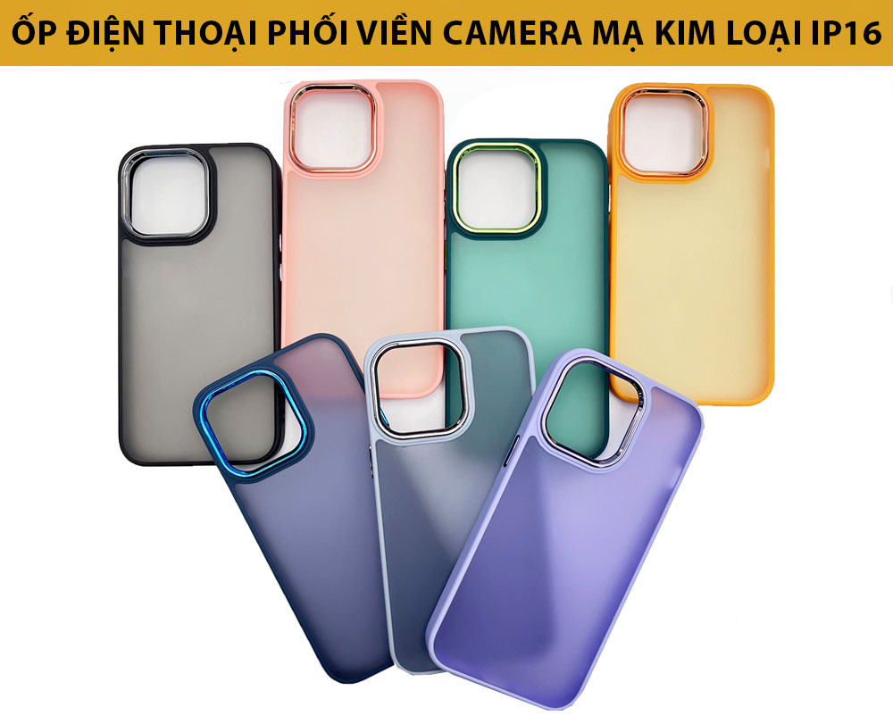 Ốp Điện Thoại Phối viền camera mạ kim loại metal KOLEAD P16 nhám Màu Sắc Ngọt Ngào lp14 Pro Max 14 13 12 11 Pro Max - Hàng chính hãng