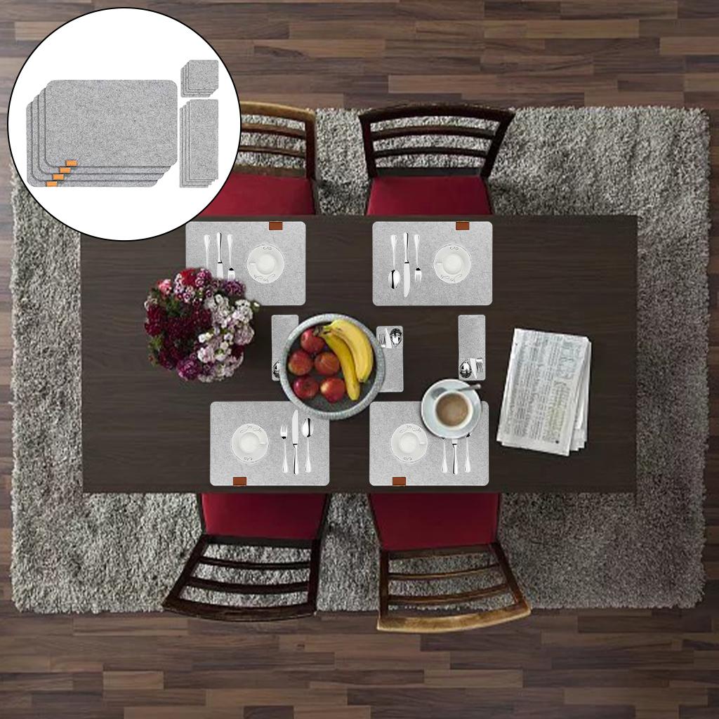 Set of 4 Felt Place Mats Coasters Dining Table Placemat Non-Slip Grey