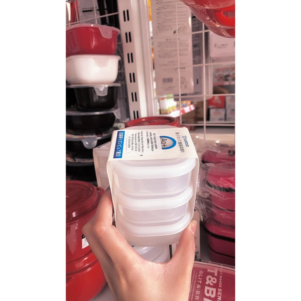 Bộ 3 hộp thực phẩm vuông nắp mềm 120ml nội địa Nhật