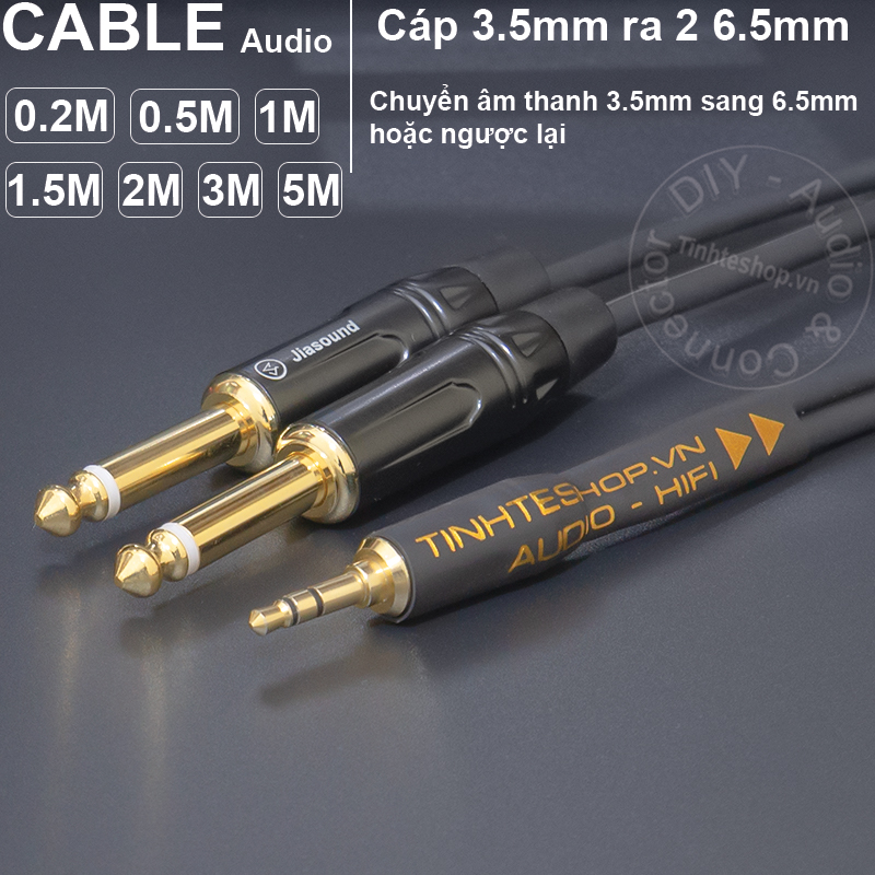 Dây 3.5 sang 2 đầu 6 ly DIY 0.2 đến 5 mét - 3.5mm audio cable to 2 ports 6.5mm mono