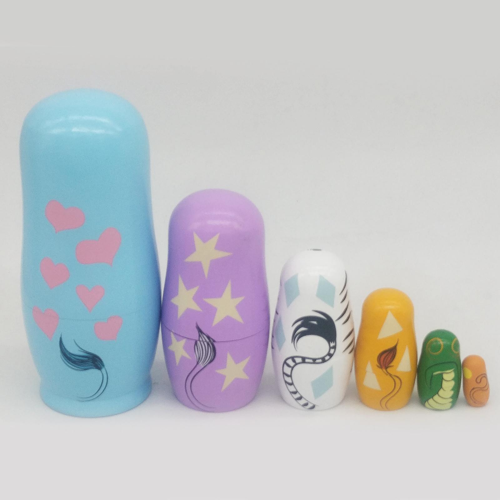 6 Pieces Handmade Cartoon Animal Matryoshka Nesting Russian Dolls Santa Gift