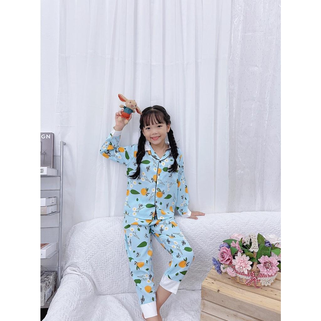 Đồ bộ bé gái, bộ pijama áo ngắn tay quần dài cho bé gái size 17-30kg chất lụa mango mềm mát