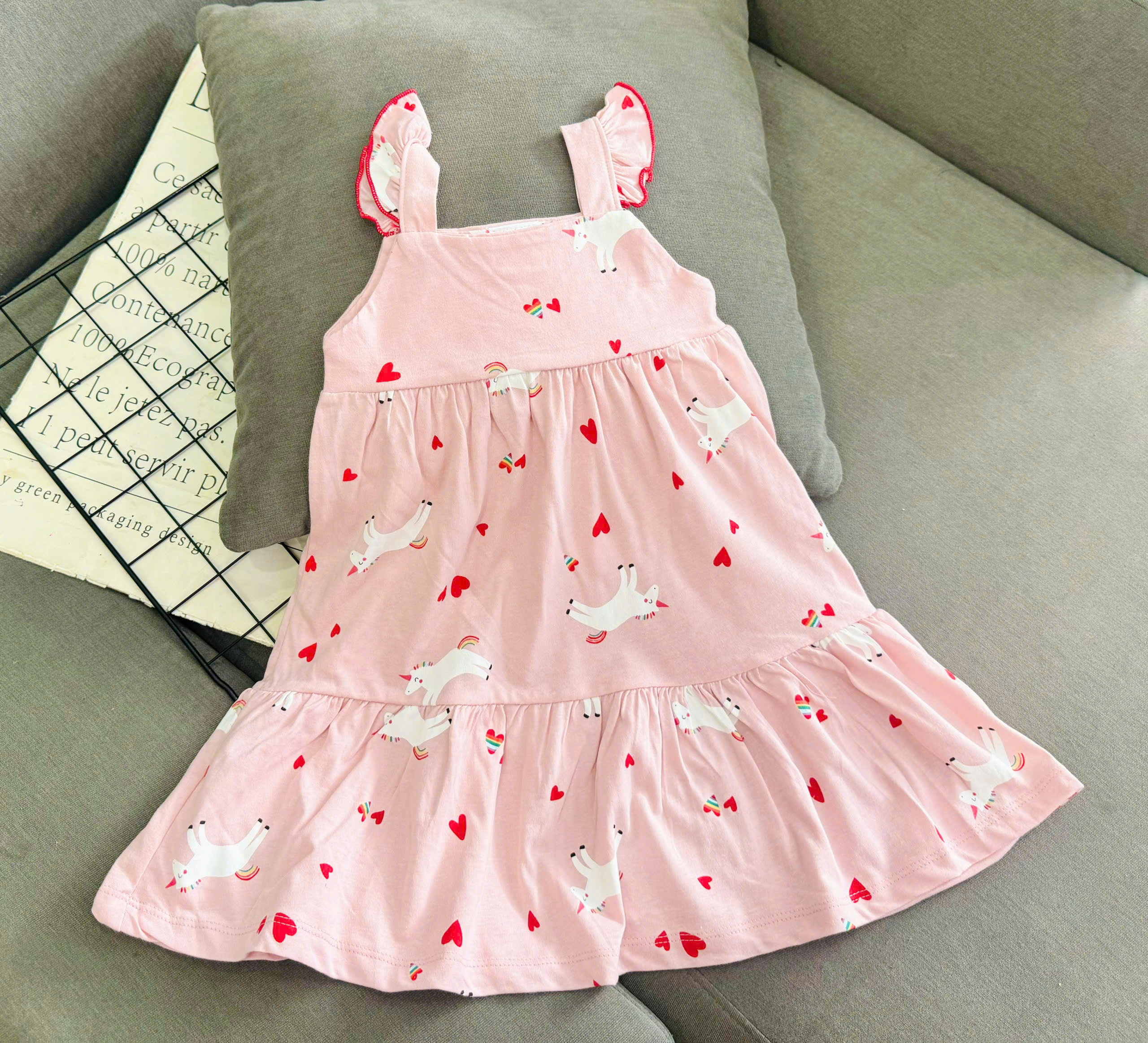 Đầm váy babydoll mùa hè cho bé gái diện đi chơi đi học size 6-20kg chất thun cotton mềm mịn mát