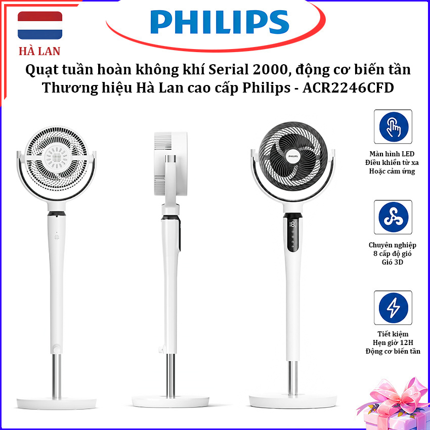 HÀNG CHÍNH HÃNG - Quạt tuần hoàn không khí Serial 2000, động cơ biến tần, 40W. Thương hiệu Hà Lan cao cấp Philips - ACR2246CFD