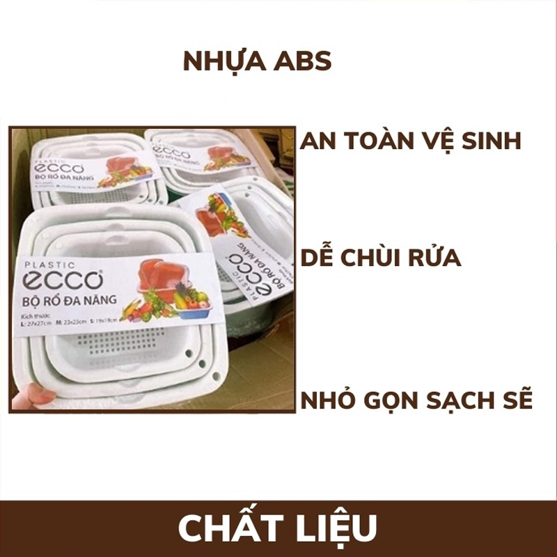 Bộ rổ nhựa kèm thau 6 món để thực phẩm rau quả đa năng ECCO- Set Rổ 6 Món Chất Liệu Nhựa Cao Cấp, Bộ Rổ Kèm Chậu Đựng Đồ Đa Năng