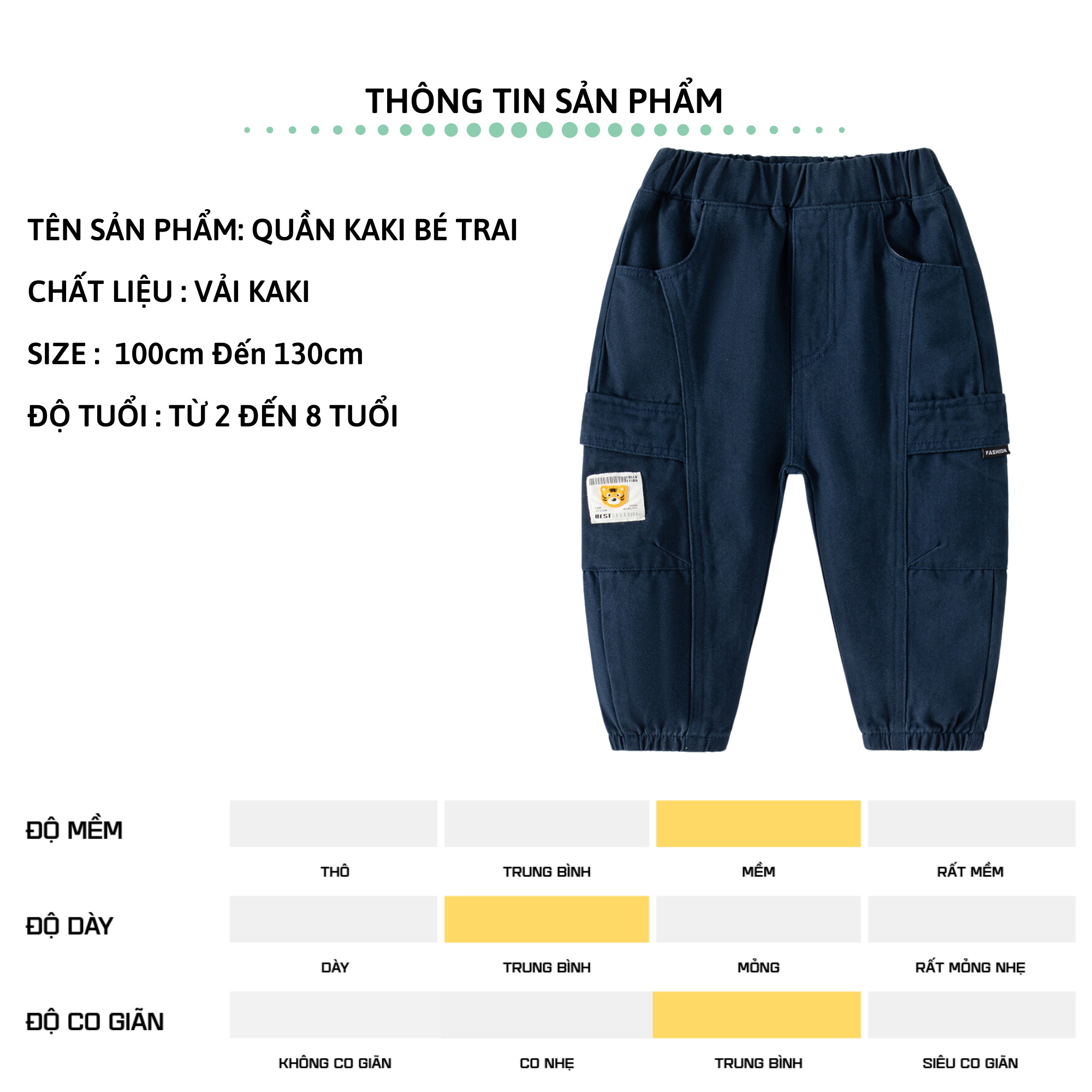 Quần dài Kaki bé trai 27Kids WELLKIDS Quần thu đông lịch sự nam cho trẻ từ 2-10 tuổi BLKK1