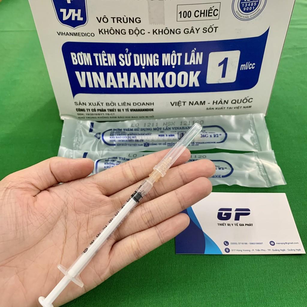 BƠM TIÊM NHỰA 1ML VINAHANKOOK SỬ DỤNG MỘT LẦN VÔ TRÙNG XI LANH 1ML 26G XILANH