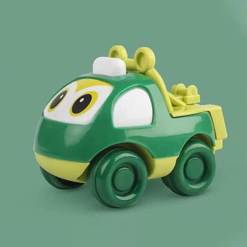 Set 4 ô tô quán tính mi ni dây cót hoạt hình mô tả xe công trình, xe kỹ thuật, xe thang, xe cứu hộ