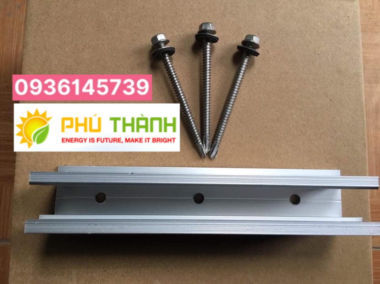 Thanh nhôm mini rail hình chữ U dài 180cm dùng lắp đặt pin năng lượng mặt trời kèm 3 vít