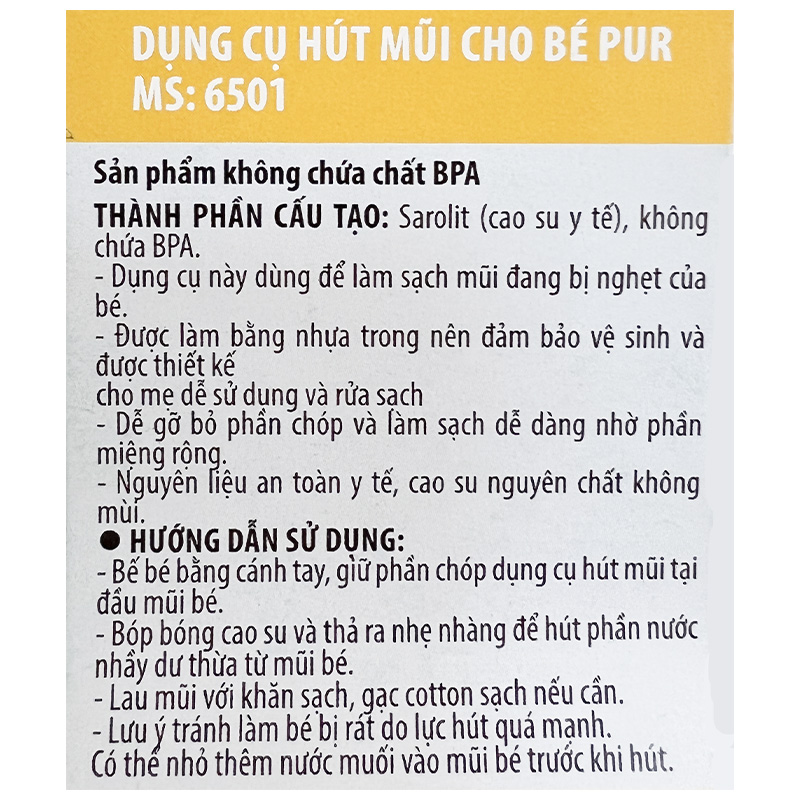 Hút mũi nhựa không mùi Pur