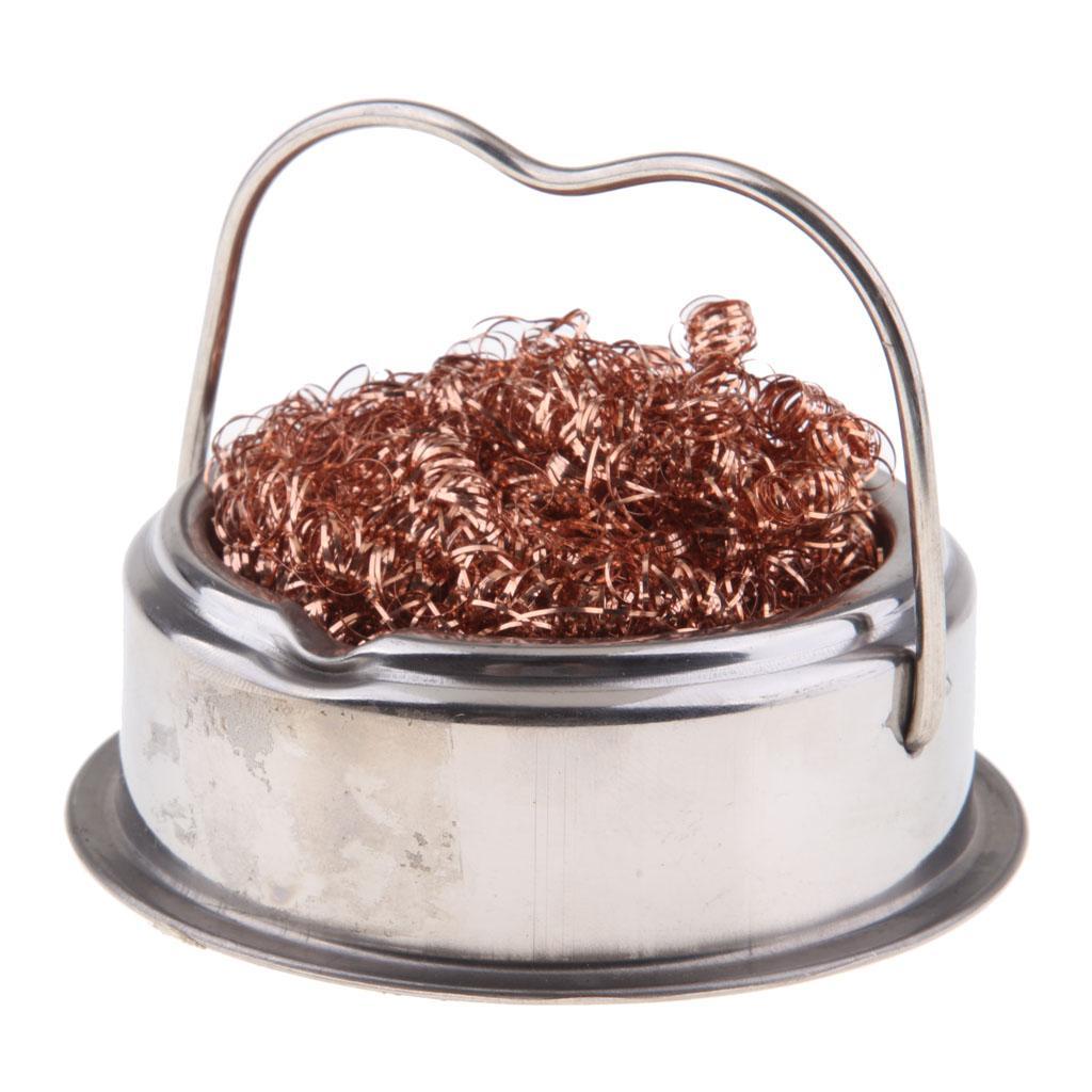 Welding Soldering Solder Iron Tip Cleaner Steel Wire with Stand Silver