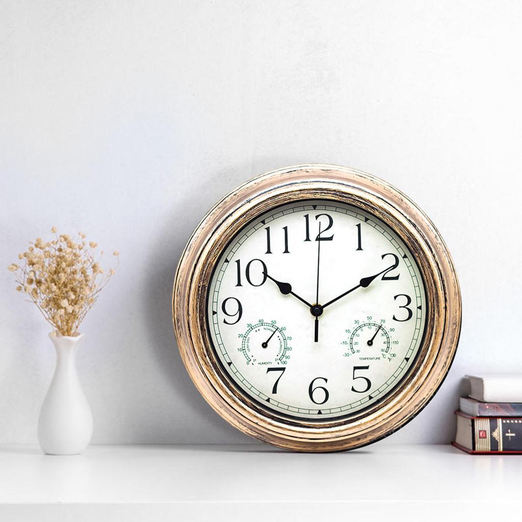 Wall Clock with Temperature and Humidity Home Bedroom Decor
