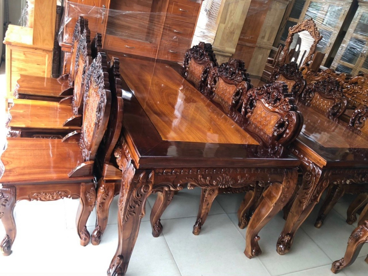 Bộ salon Lus tràm 8 ghế kiểu nhật 2 trong 1-Bộ bàn ghế gia đình Việt v4f