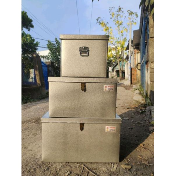 Thùng tôn nhỏ đựng đồ cá nhân, đựng tiền, tặng ổ khóa kt 30x20x15