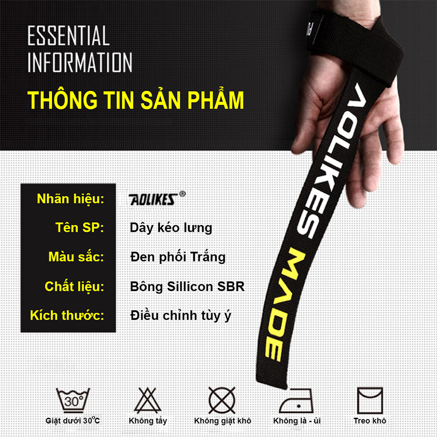 Dây kéo Lưng Lifting Straps hỗ trợ tập thể hình Aolike