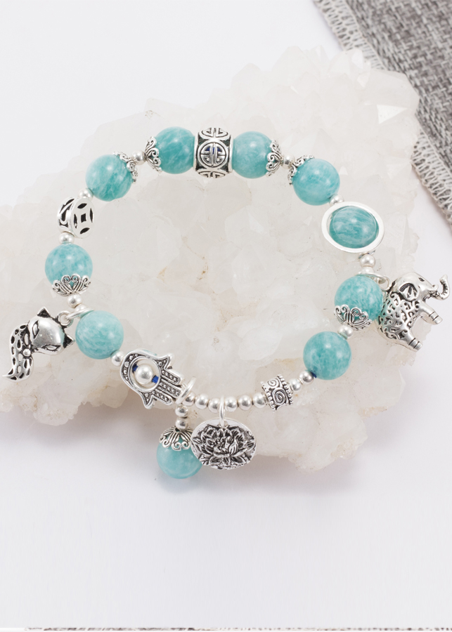 Vòng Đá Amazonite Phối Charm Bạc Ngọc Quý Gemstones
