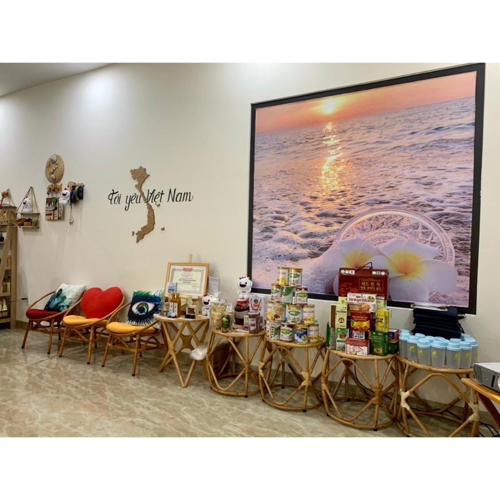 Bàn-Đôn Mây Bí Tròn Trang trí nhà cửa, quán, homestay
